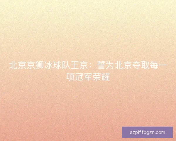 北京京狮冰球队王京：誓为北京夺取每一项冠军荣耀